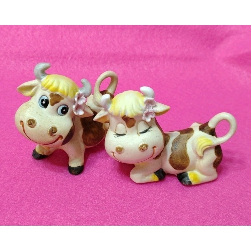1950's Anthropomorphic Bull Cow Figurines Kelvin Cow Figures Adorable 3"